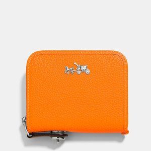 COACH POLISHED PEBBLE LEATHER ORANGE COIN CASE